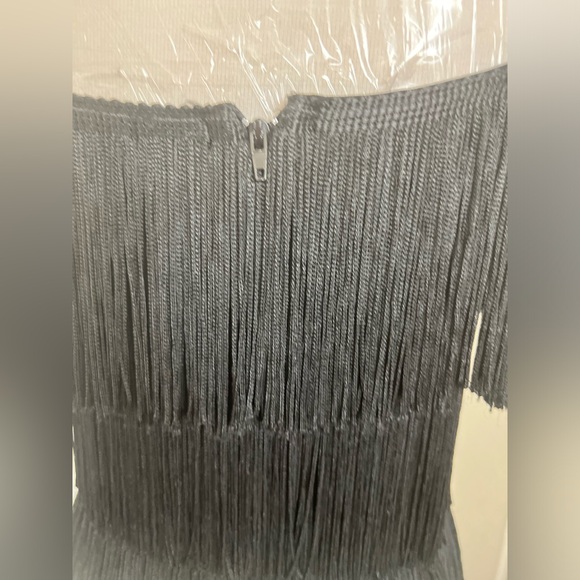 Black Latin Rhythm Practice Dance Dress with fringe. Size XS - Picture 7 of 11